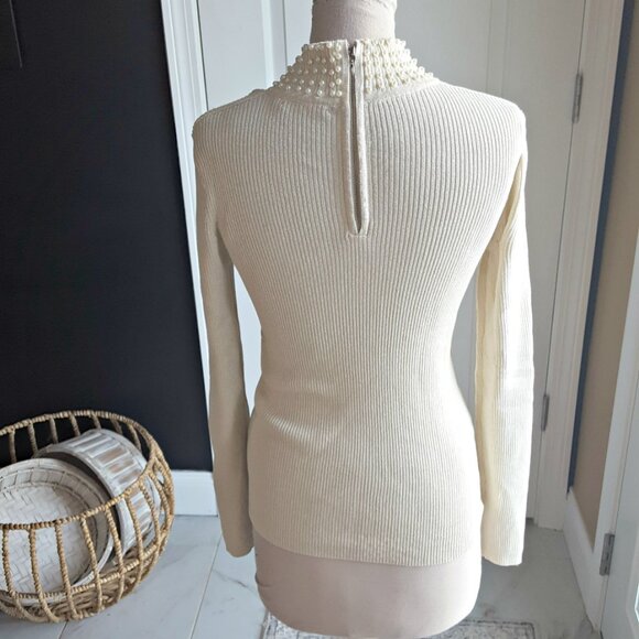 NEW! PEARL Embellished MOCK NECK SWEATER SZ L - Picture 6 of 7